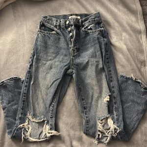 Distressed Blue Jeans